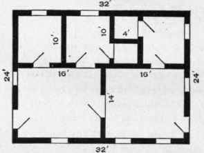 Fig. 5.   Floor Plan of a One Story Cottage, Shoving Walls and Partitions.