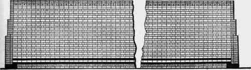 Fig. 7. Broken Section on line A B. Burnt Brick shown thus.