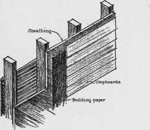 CLAPBOARDS OVER WOODEN STUDS