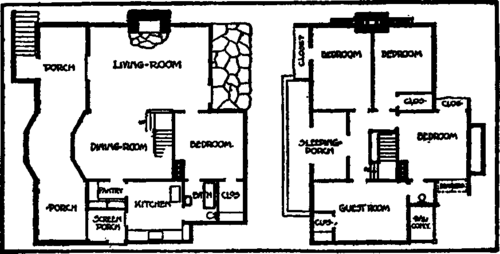 First and second floor plans, the home of C W. Robertson, Nordhoff, Cal.