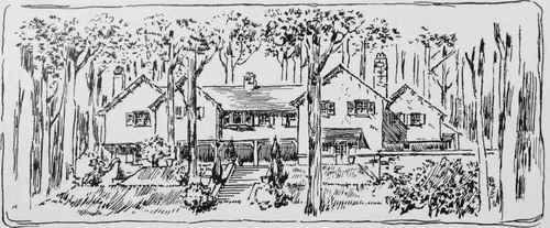 GARDEN FRONT OF HOUSE AT TUXEDO, NEW YORK.