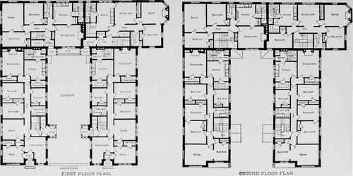 FIRST AND SECOND FLOOR PLANS OF APARTMENT HOUSE IN ASHMONT, MASS.