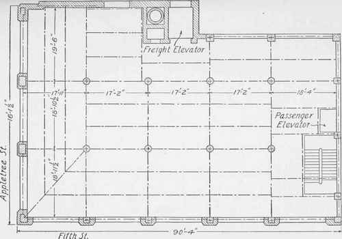 Fig. 187. Typical Structural Floor Plan of Buck Building, Philadelphia, Pa.