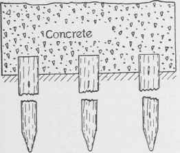 Fig. 52. Concrete Foundation on Wooden Piles.