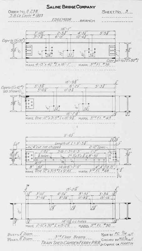 Fig. 58. Typical Beam Sheet Showing Dimensions Filled in According to Specifications