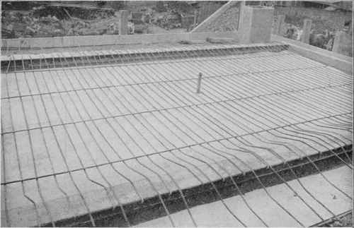 TYPICAL FLOOR SLAB CONSTRUCTION ON STEEL FRAME FOR A REINFORCED CONCRETE FLOOR.