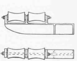 Fig. 523.  Elevation and Plan of Roller Bracket for Pipes