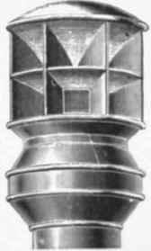 Fig . 581 View of Baird. Thompson. & Co's Air Inlet Cowl and staircases, as well as in ordinary circumstances. They must be fixed on roots where the wind will have free play upon them, as they will otherwise let as outlets. In still weather also they will cease to serve the purpose for which they are intended.