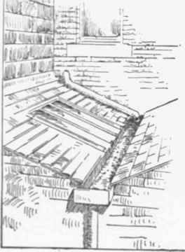 Fig. 700. Dangerous Soil pipe and Soil gutter, actually found by the found by the writer in an existing house.