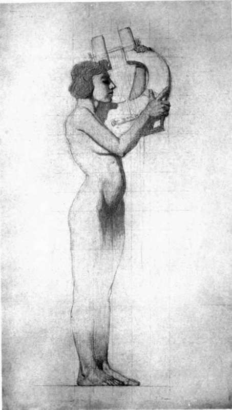 Pencil Study By Jules Guerin For One Of The Figures In His Mural Decorations In The Lincoln Memorial.