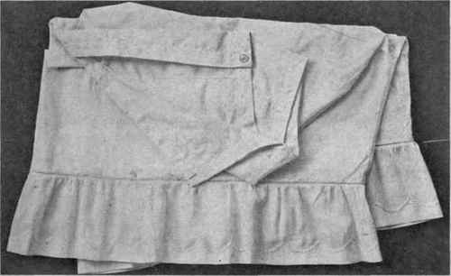 Fig. 166. Drawers of nainsook; simple use of material for decoration; hem on ruffle shaped at top edge and featherstitched.