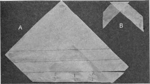 Fig. 222. A, true bias cutting; B, joining bias strips.