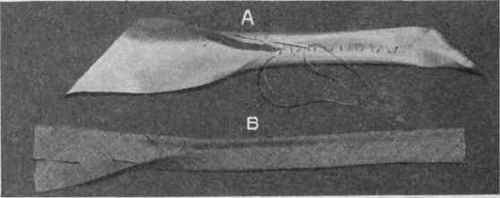 Fig. 227. Folds, bias; A, plain fold; B, milliner's or French fold.
