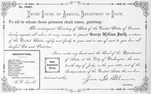 Form of Passport for Citizen of the United States when Traveling Abroad.