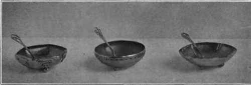 Fig. 139. Silver salt dishes and spoons.