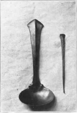 Fig. 151. Nut spoon made of 18 gage copper, fire method: nut pick of round wire.