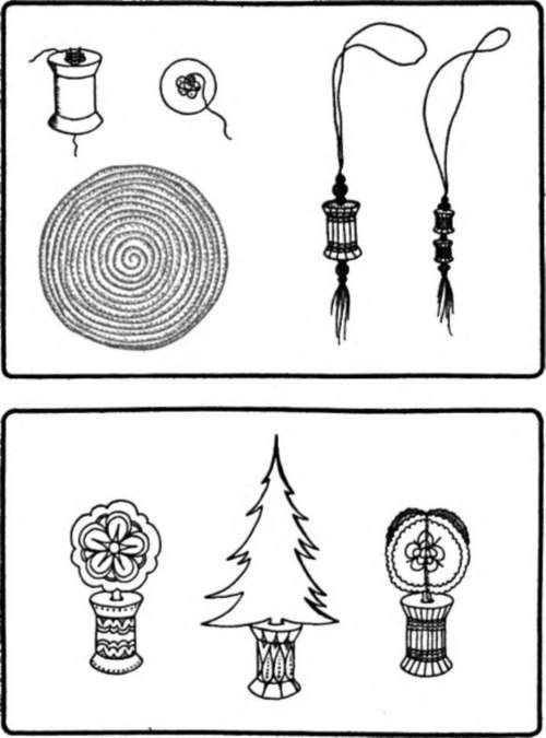 A spool strung up for knitting