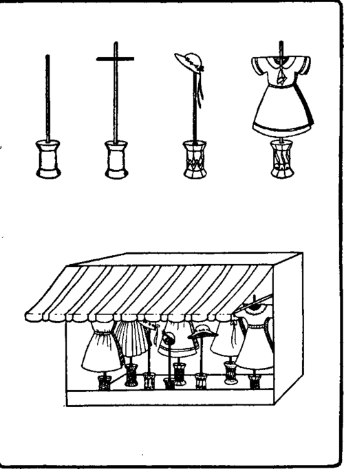 Spool holders for doll dresses