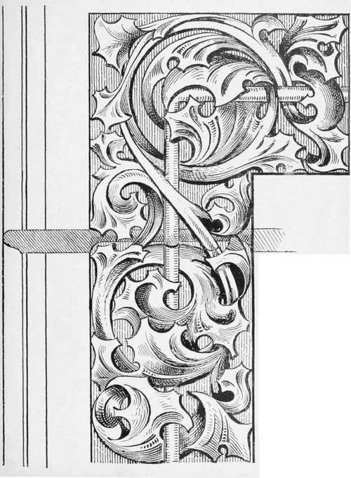 Detail Of Carved Tea Tray. (One quarter actual size.)