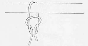 Fig. 8.   String knotted through loop on sewing press.