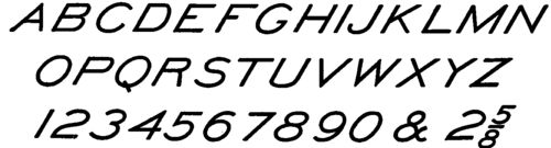 Inclined Gothic Letters and Figures.