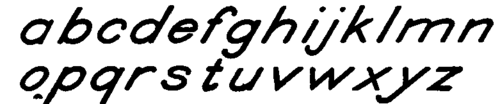 Inclined Gothic Lower Caae Letters.