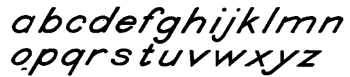 Inclined Gothic Lower Caae Letters.