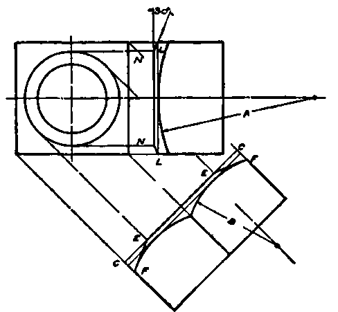 Three Views of Square Head or Nut with Chamfer.