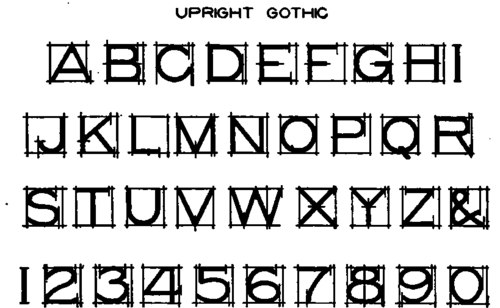 Upright Gothic Capitals.
