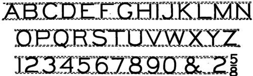 Vertical Gothic Letters and Figures.