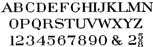 Vertical Roman Letters and figures.