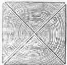 Square balk divided to form four sleepers.