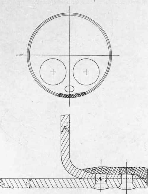 Fig. 112. Repairs to Lower Front Plate by Electric Welding.