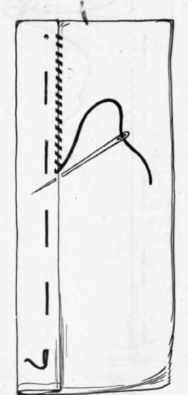 Fig. 15. The hemming stitch. Notice the slant of the needle.