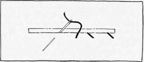 Fig. 29. Overcasting the cut buttonhole.