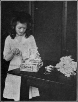 Fig. 9. A Pleasant Valley girl trying to gin some cotton with a little ginning machine which she has made at school.