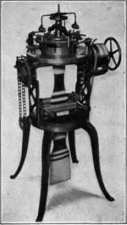 Fig. 99. The knitting machine. Caps, stockings, and underwear are made on similar machines.