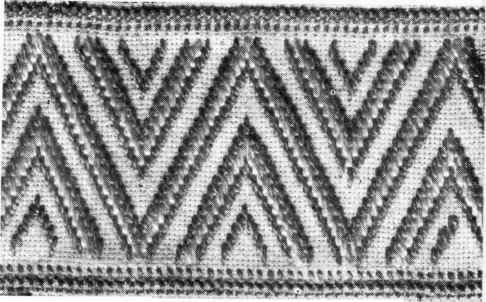 A VANDYKE PATTERN IN ECRU AND WHITE.