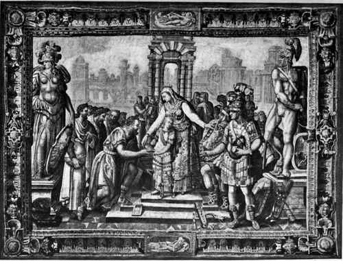 Plate no. 155. Scene from the Story of Mausolus and Artemisia, a Paris XVII century set after the XVI century designs of Henri Lerambert and Antoine Caron (See the fifth paragraph of chapter VI).