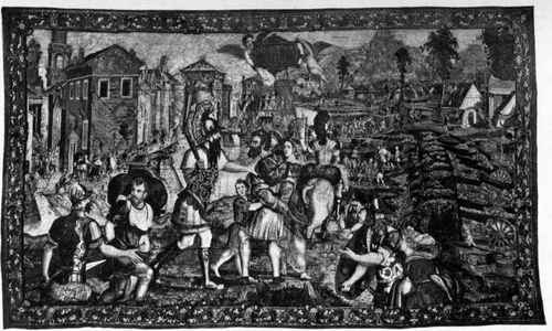 Plate no. 367. The Capture of a City, a Renaissance tapestry in the Imperial Austrian Collection.