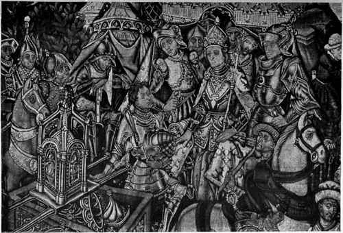 Plate no. 411. Part of the Capture of Jerusalem by Titus, a Gothic tapestry in the Metropolitan Museum, the whole of which is reproduced on the opposite page.