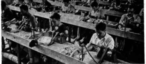 A Battery Of Carving Spin Dles In Operation