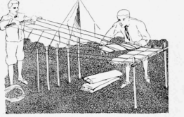 Loom Constructed of Sticks for Weaving Grass or Moss into a Camp Mattress