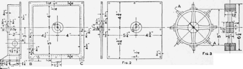 Section On A A Layout for the Casing. Cover and Wheel for the Construction of a Hydraulic Motor That will Drive a Small Dynamo, to Produce Current for Experimental Purposes, to Charge Storage Cells or to Run Electric Toys
