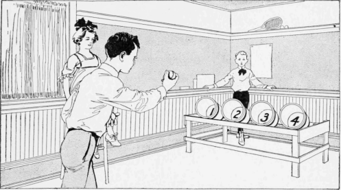 The Player must Throw the Ball So That It will Enter and Stay in One of the Buckets, Which Designates the Base Hits by the Number in Its Bottom