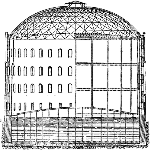 FIG. 1.   SECTION OF GASHOLDER AND HOUSE.