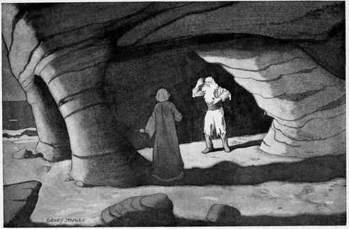 She saw an old man with a thick grey beard and long white hair
