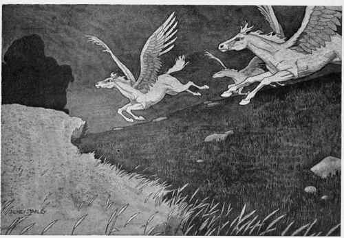Three winged horses came into the field