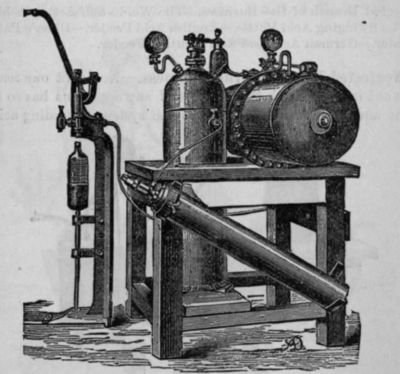Fig. 213. German Carbonating Machine with Liquid Carbonic Acid Cylinder