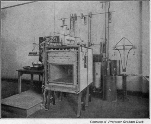 Fig. 75. Respiration calorimeter, open. From the